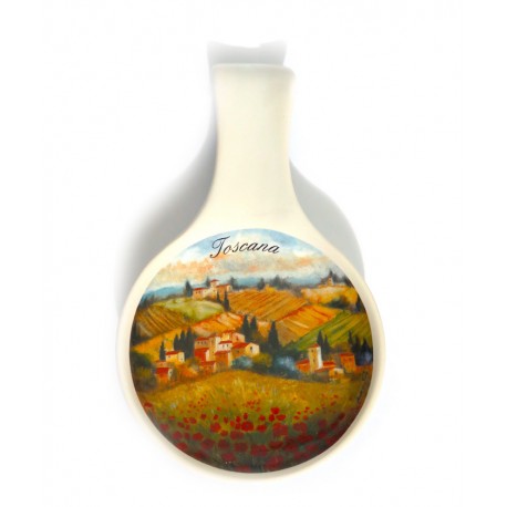 Posamestolo in ceramica toscana papaveri