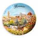 Piatto da souvenir del Panorama di Firenze con carrozza FI29
