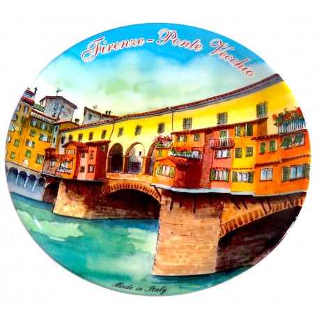 Piatto da souvenir con il Ponte vecchio di Firenze FI33